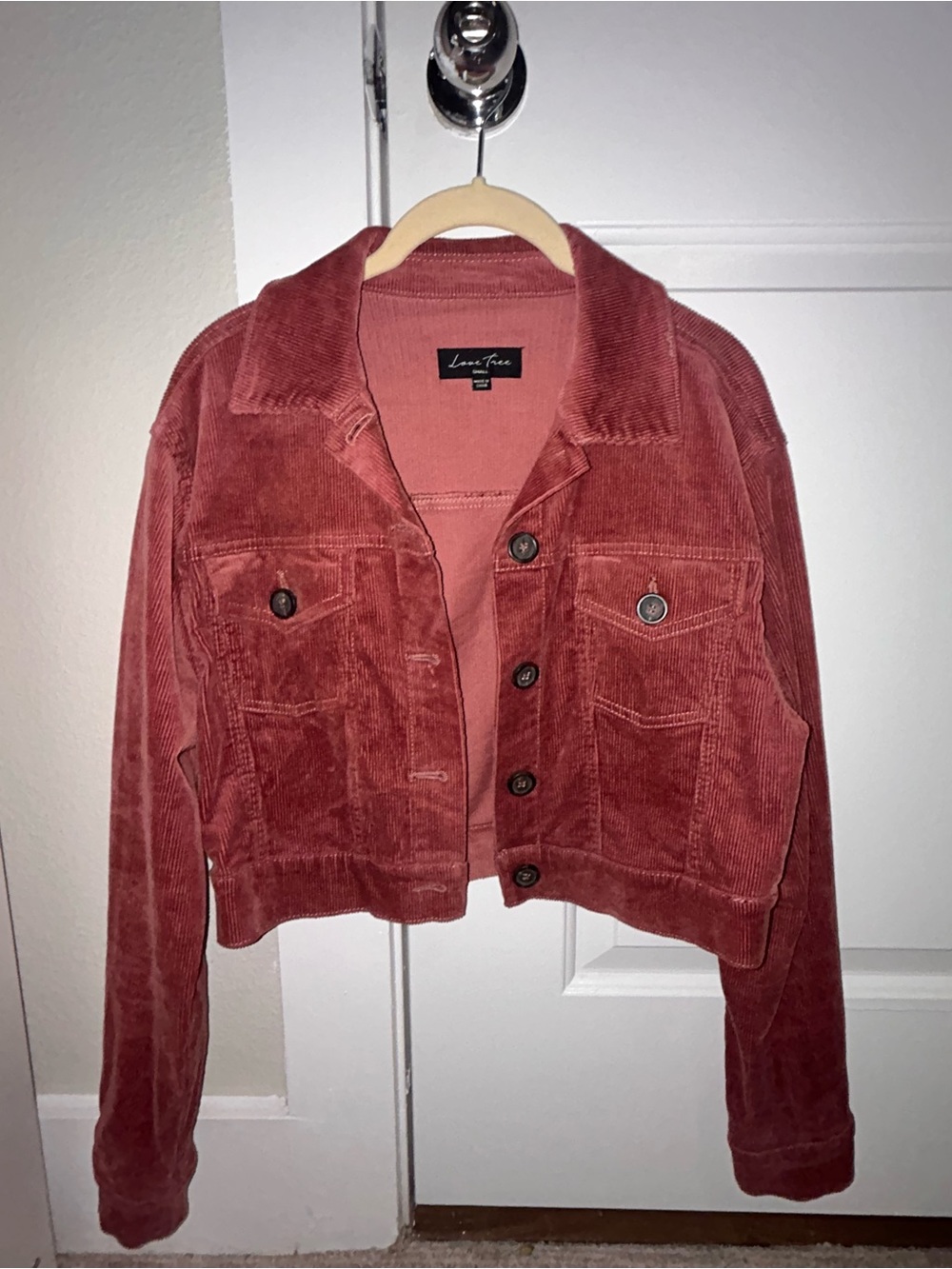 Corduroy Crop Jacket in Dusty Rose